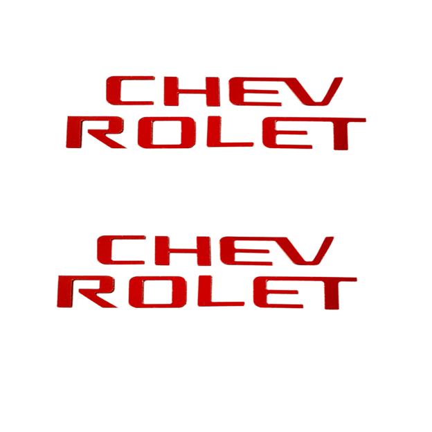 2Pcs 2014-2018 Silverado 1500 ABS Plastic Bed Rail Insert Letters Gloss Red Chevrolet