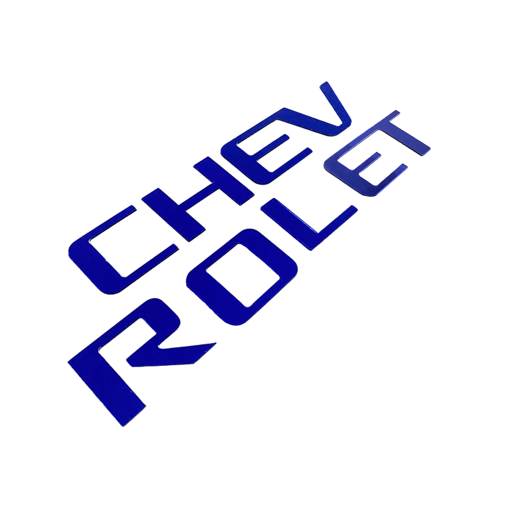 1Pc 2014-2018 Silverado ABS Plastic Bed Rail Insert Letter Gloss Blue Chevrolet