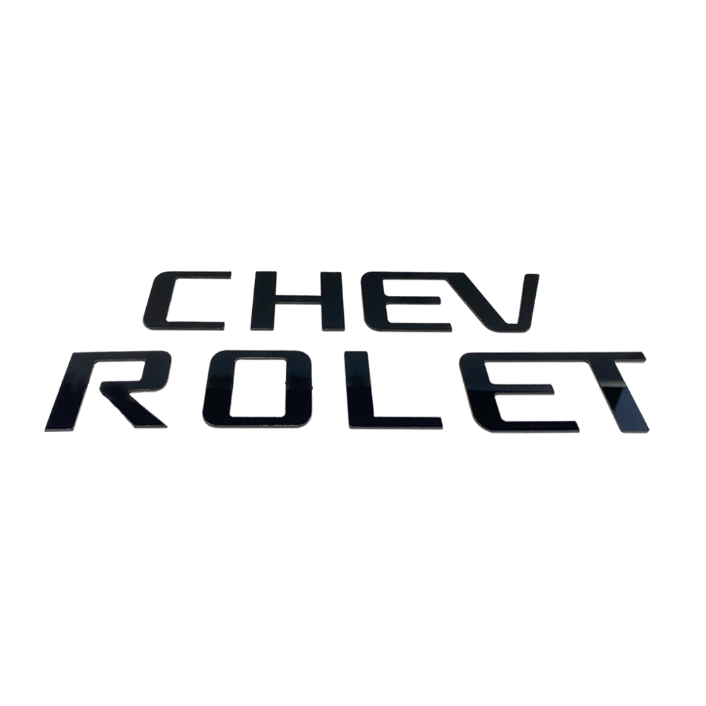 1Pc 2014-2018 Silverado 1500 ABS Plastic Bed Rail Insert Letter Gloss Black Chevrolet