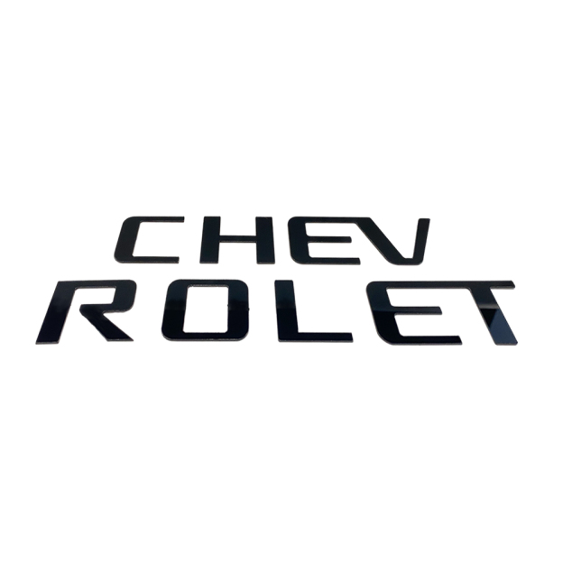 1Pc 2014-2018 Silverado 1500 ABS Plastic Bed Rail Insert Letter Gloss Black Chevrolet