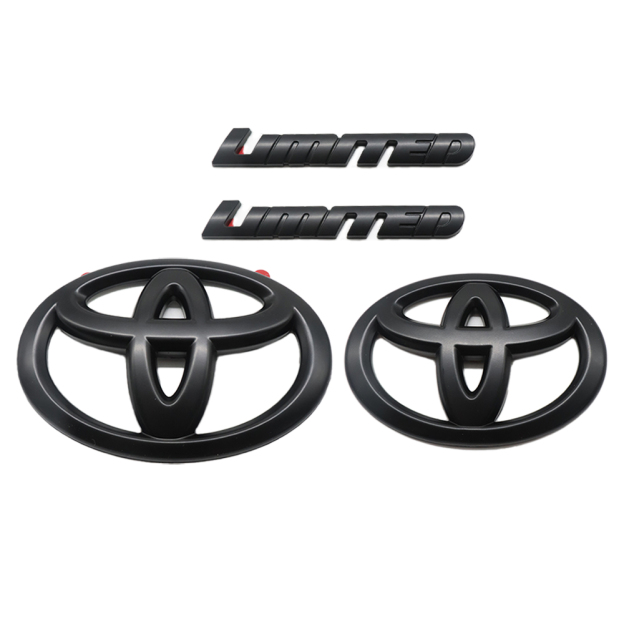 4pcs 2008-2021 Sequoia Limited Plastic Front Grille Rear Tailgate Overlay Emblem Matte Black Toyota 75311-0C030