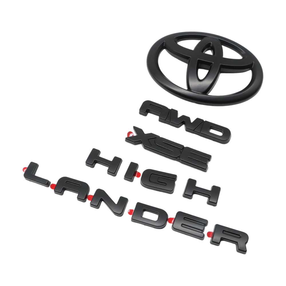 4pcs 2021-2025 Highlander XSE AWD Plastic Rear Tailgate Overlay Emblem Matte Black Toyota PT948-48200-02