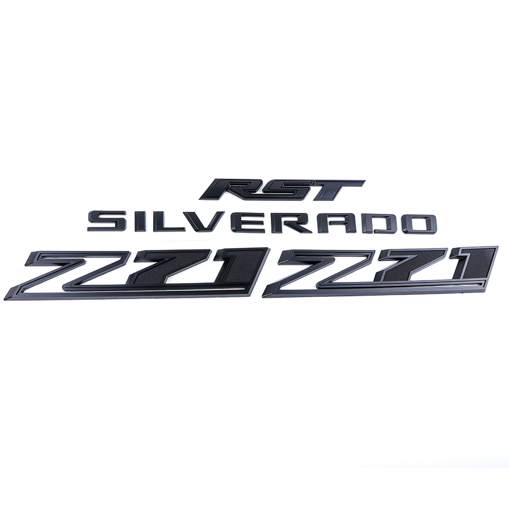 4PCS 2019-2026 Silverado RST Z71 ABS Plastic Fender Tailgate Liftgate Emblem Matte Black Chevrolet