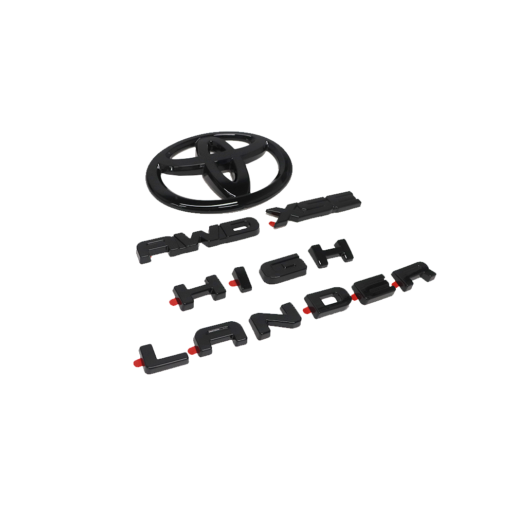 4pcs 2021-2025 Highlander XSE AWD Plastic Rear Tailgate Overlay Emblem Glossy Black Toyota PT948-48200-02