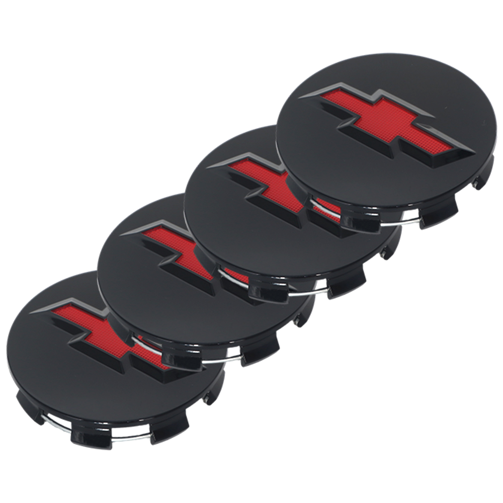4Pcs 2014-2022 Suburban Silverado Tahoe ABS Plastic Wheel Center Caps Black Red Chevrolet 83mm