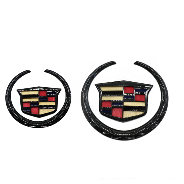 2Pcs Escalade SRX CTS CT6 ATS DTS Plastic Front Rear Emblem Colored Black Cadillac