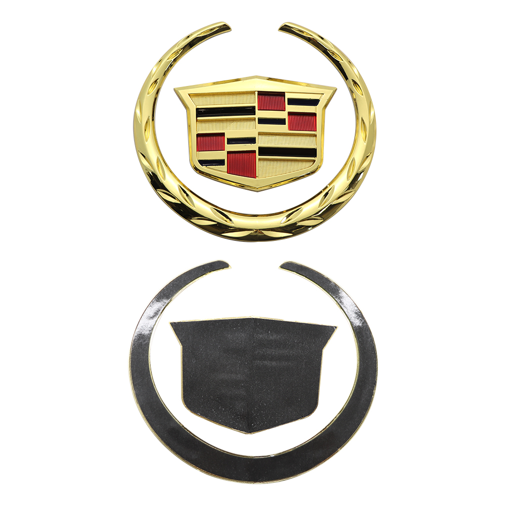 2Pcs Escalade SRX CTS CT6 ATS DTS Plastic Front Grille Rear Emblem Gold Cadillac 6.1in