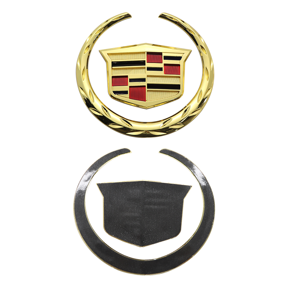 2Pcs Escalade SRX CTS CT6 ATS DTS Plastic Front Grille Rear Emblem Gold Cadillac 6.1in