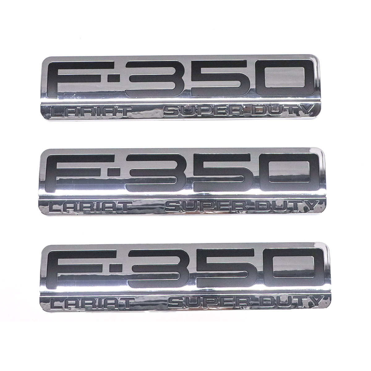 3Pcs 2005-2007 F-350 Lariat Super Duty Fender & Tailgate Badge ABS Chrome Black Ford 3D Rear Sticker Decal Nameplate