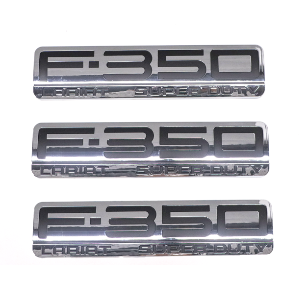 3Pcs 2005-2007 F-350 Lariat Super Duty Fender & Tailgate Badge ABS Chrome Black Ford 3D Rear Sticker Decal Nameplate