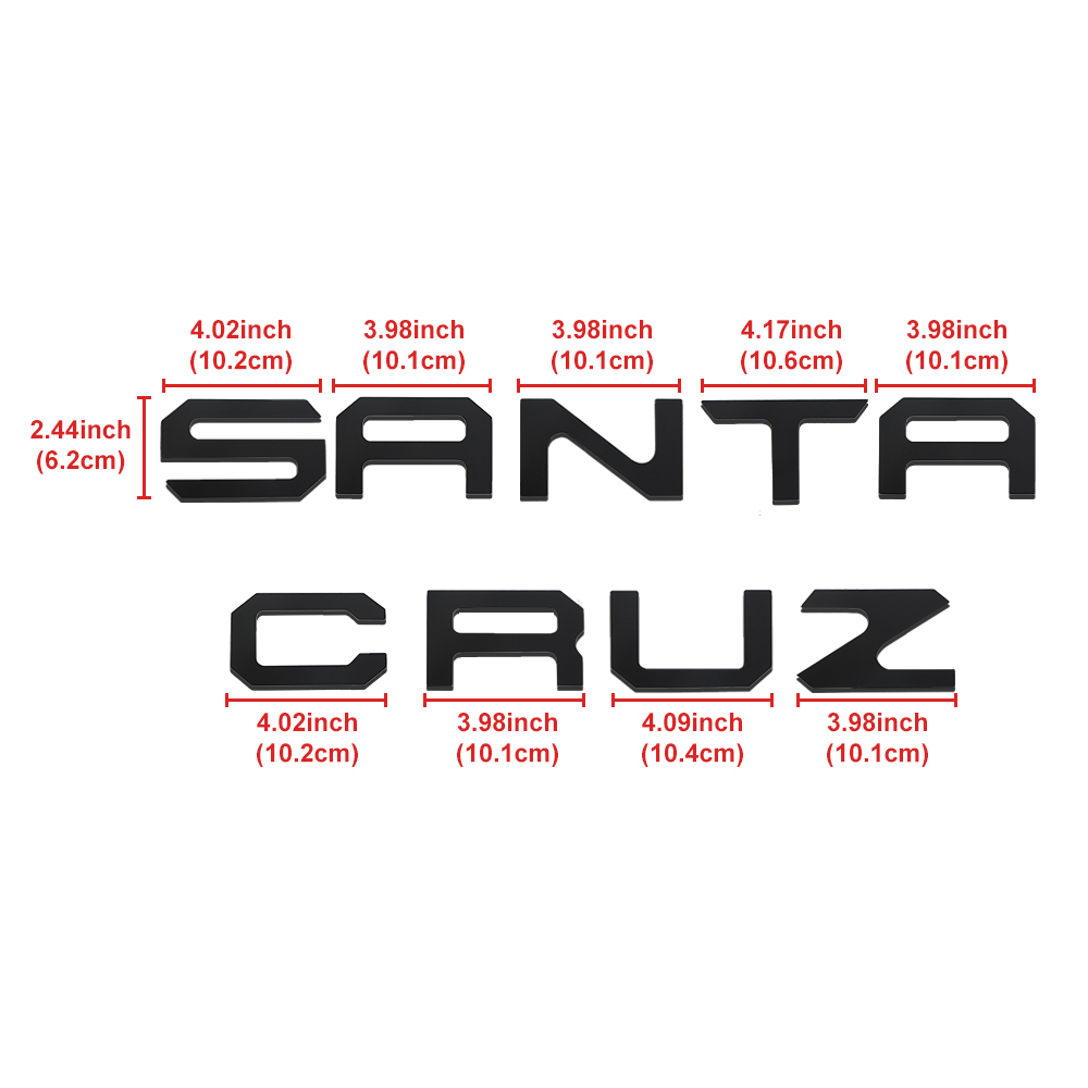 1PC 2022-2025 Santa Cruz ABS Plastic 3D Raised Rear Tailgate Trunk Letter Matte Black Hyundai