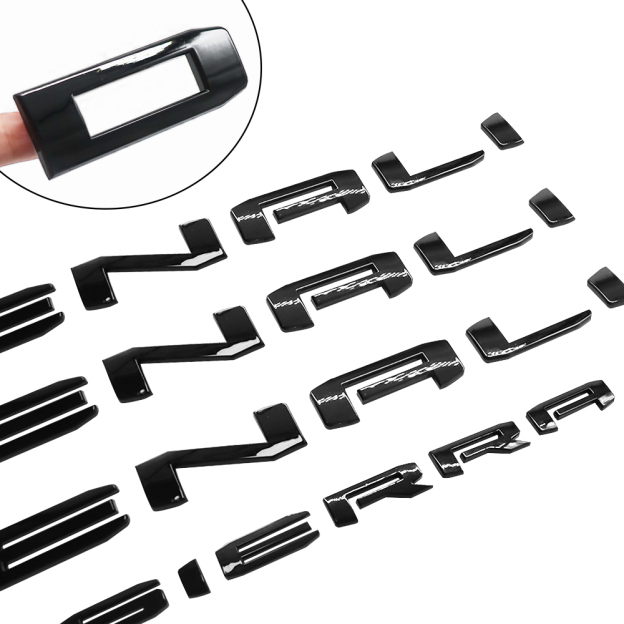 4Pcs 2019-2024 Denali Sierra 1500 2500HD 3500HD ABS Plastic Door Side Letters Gloss Black GMC