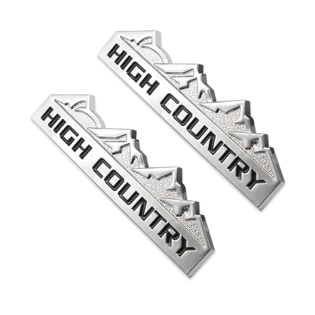 2Pcs 2014-2020 Silverado 1500 2500HD 3500HD Metal High Country Side Fender Badges Chrome Chevrolet