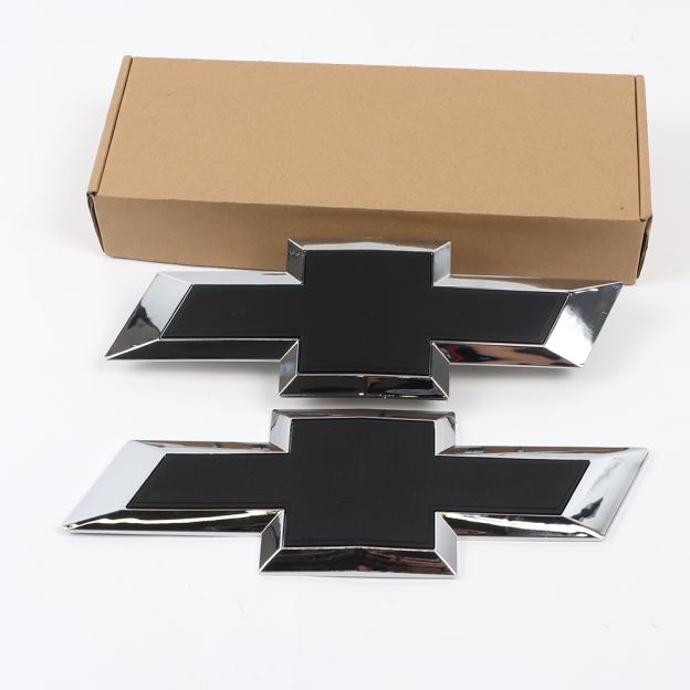2Pcs 2016-2018 Silverado 1500 Colorado ABS Plastic Front Tailgate Bowtie Emblem Chrome Black Chevrolet 23236301