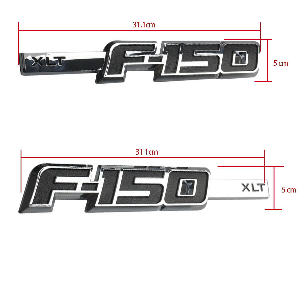 2x For F-150 XLT Left & Right 3D Side Fender Emblems 2009-2014 ABS Plastic Badge