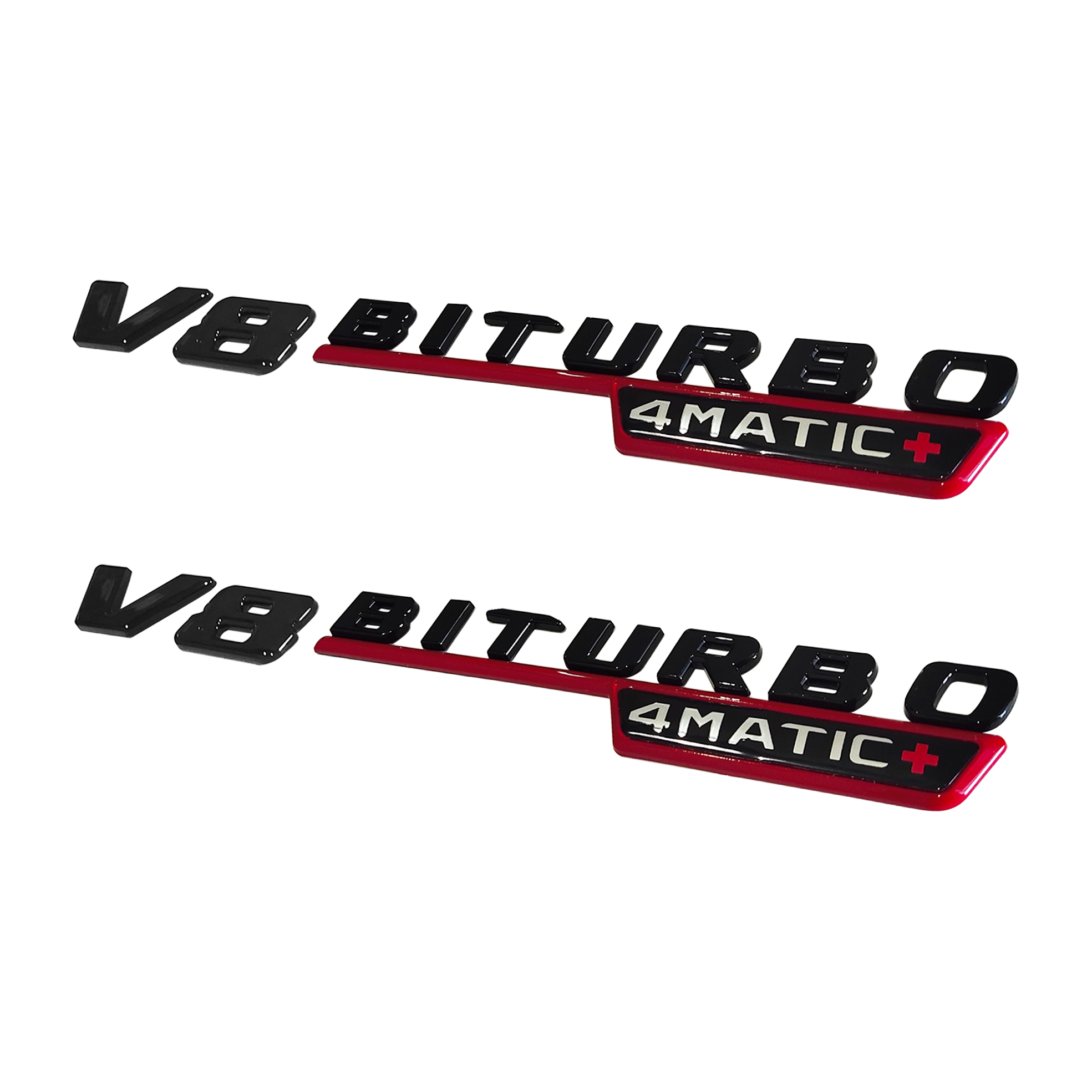 2Pcs 2021-2026 AMG ABS V8 BITURBO 4MATIC+ Letter Side Fender Gloss Black Red Benz A1678176600