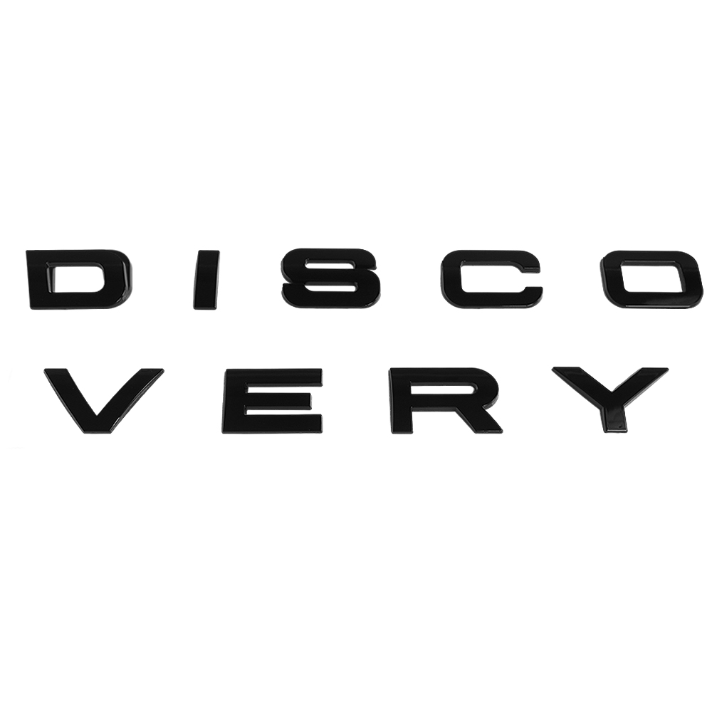 1pc Discovery Plastic Front Hood / Rear Tailgate Letters Sticker Glossy Black Land Rover 