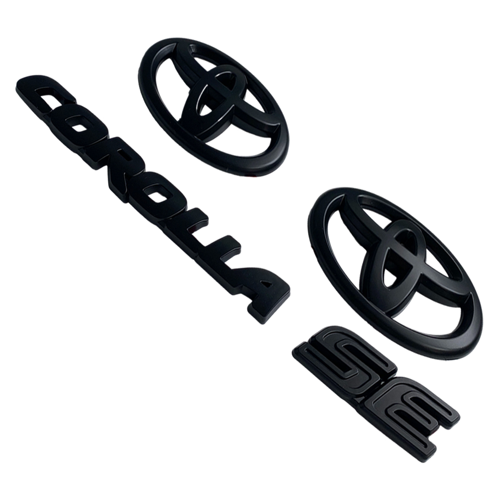 4PCS 2020-2025 Corolla SE ABS Front & Rear Blackout Overlay 3D Emblems Matte Black Toyota PT948-02202-02