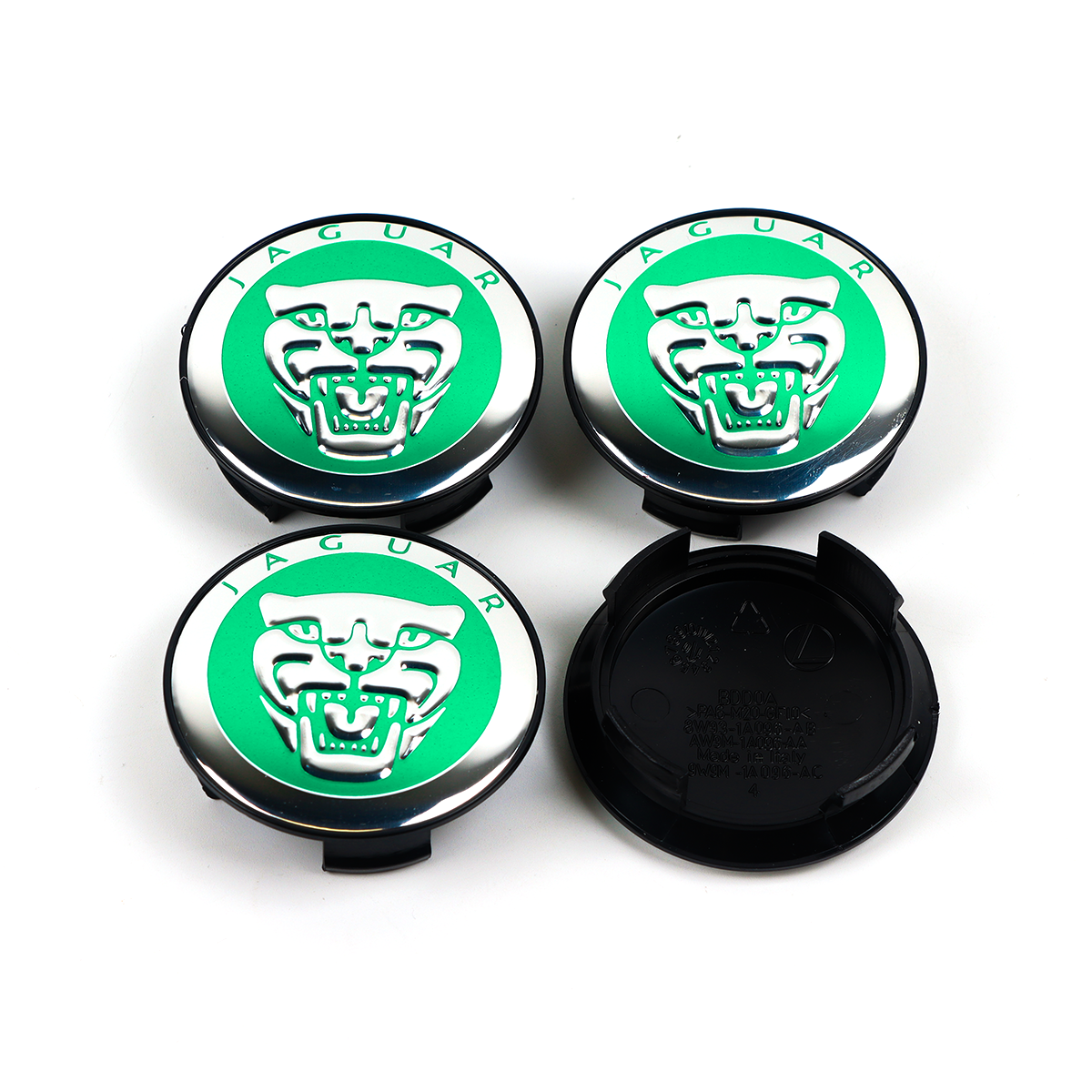 4Pcs 2010-2023 XJ XJR F-Type XF XE F-PACE I-PACE Wheel Center Caps 58mm Green Chrome Set Jaguar Rim Hub Center Cap