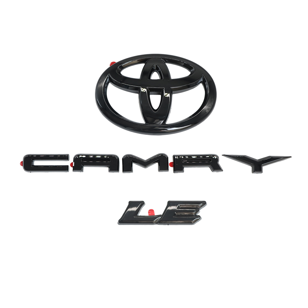 3PCS 2018-2024 CAMRY LE Emblem Overlay Gloss Black Rear Cover Toyota 