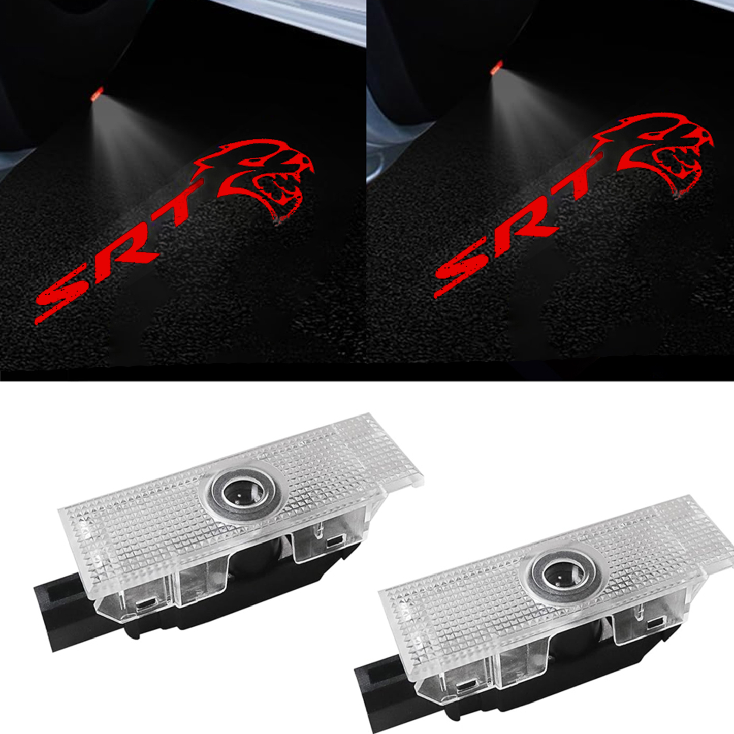 2pcs For 2008-2023 Challenger SRT Hellcat HD Car LED Door Courtesy Puddle projector Light Red Dodge 