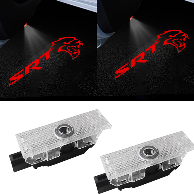 2pcs For 2008-2023 Challenger SRT Hellcat HD Car LED Door Courtesy Puddle projector Light Red Dodge 