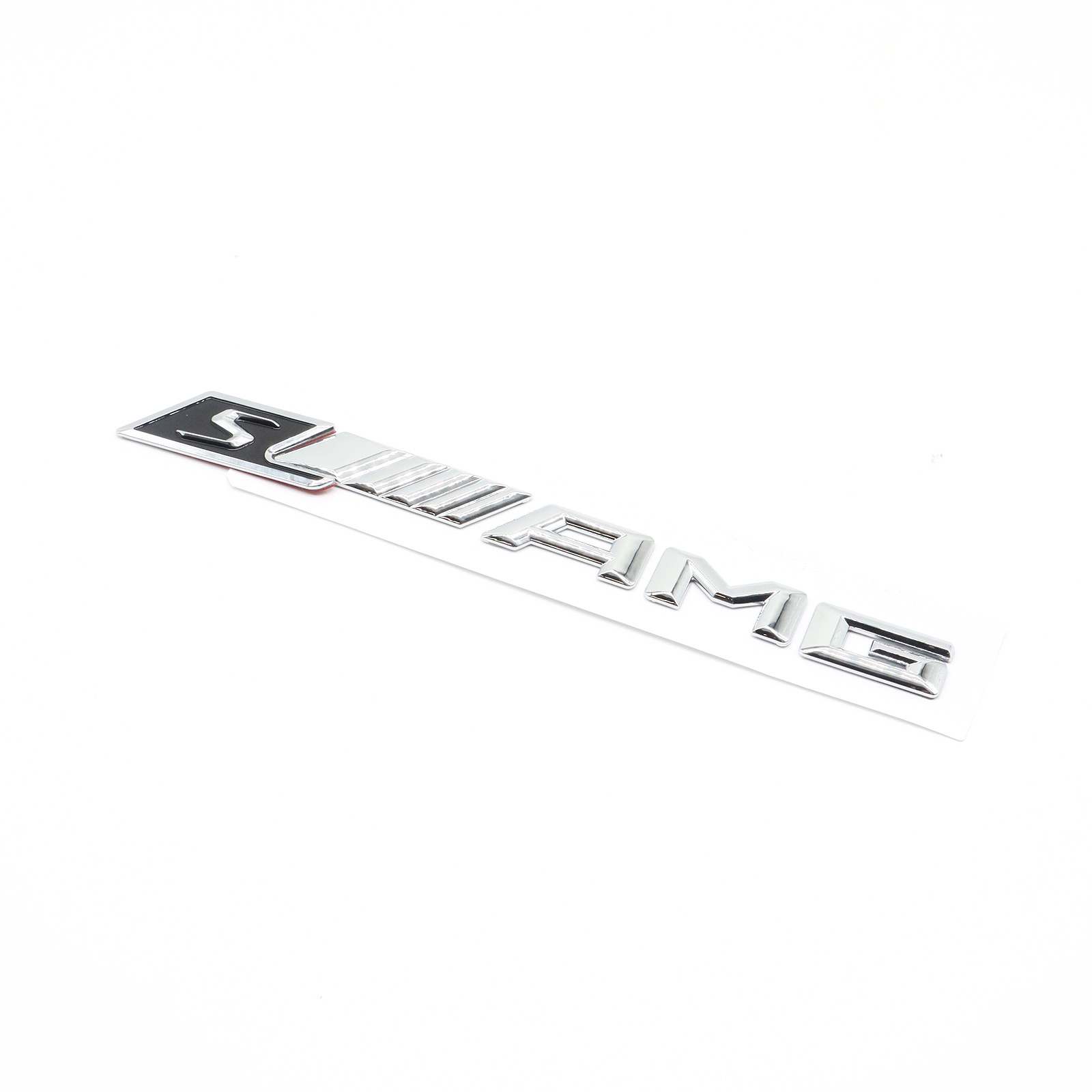 S AMG Tailgate Badge ABS Chrome Black Benz Self-Adhesive Rear Trunk Decal Nameplate