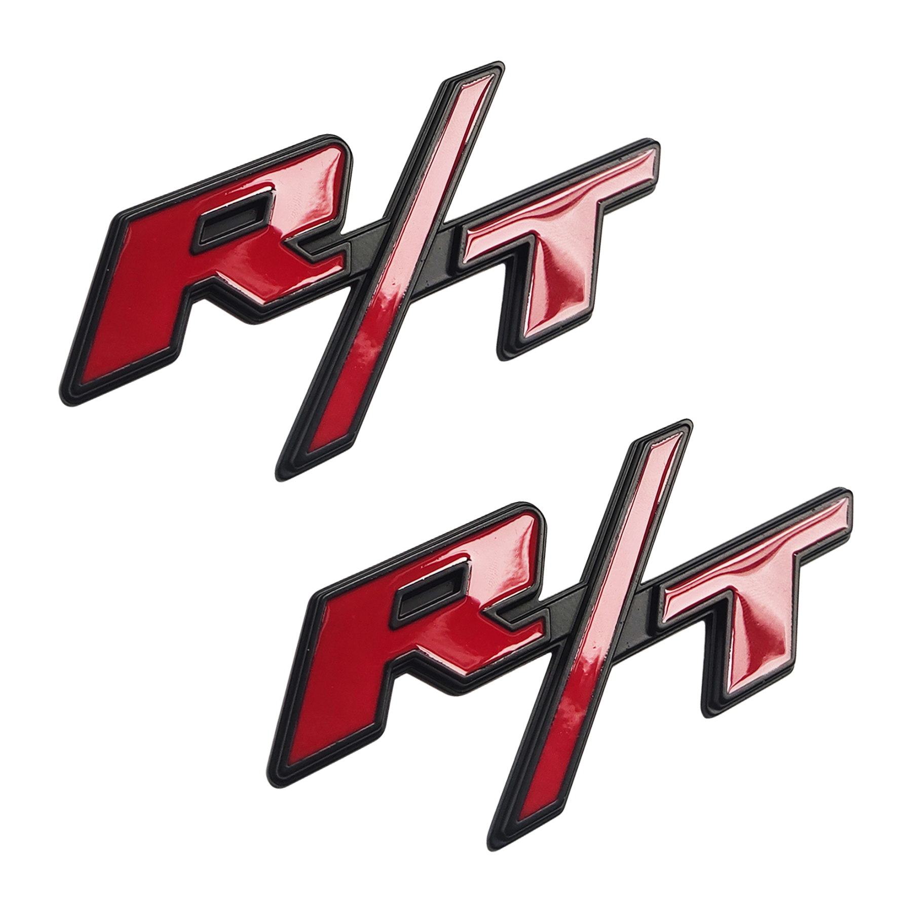2X OEM For RT Emblems Side Fender R/T Black Red Nameplate Badge New Sticker
