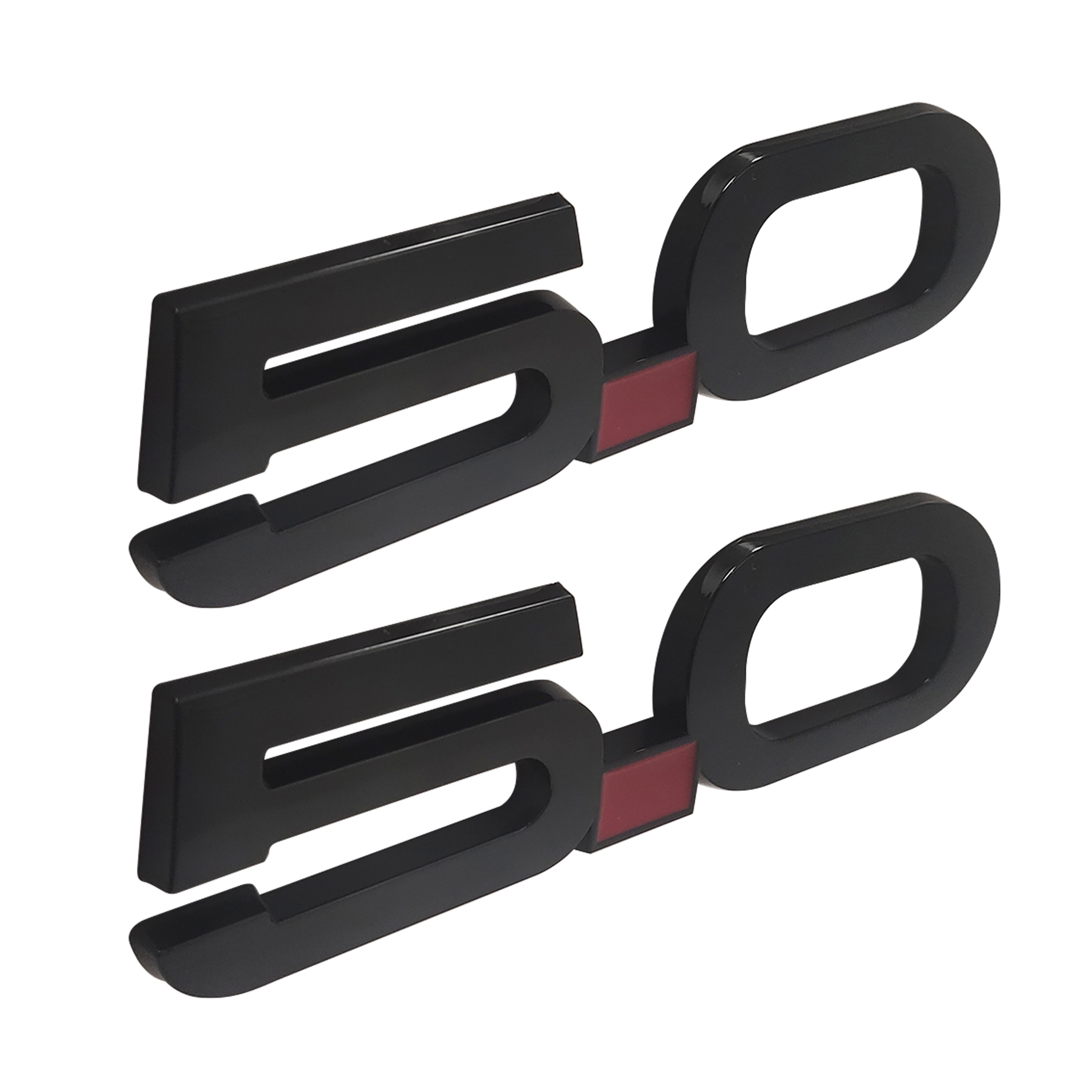 Ford Mustang 2015-2020 GT 5.0 Side Fender Emblems Badges Nameplate 3D Stickers Decals Gloss Black 2PCS SET  