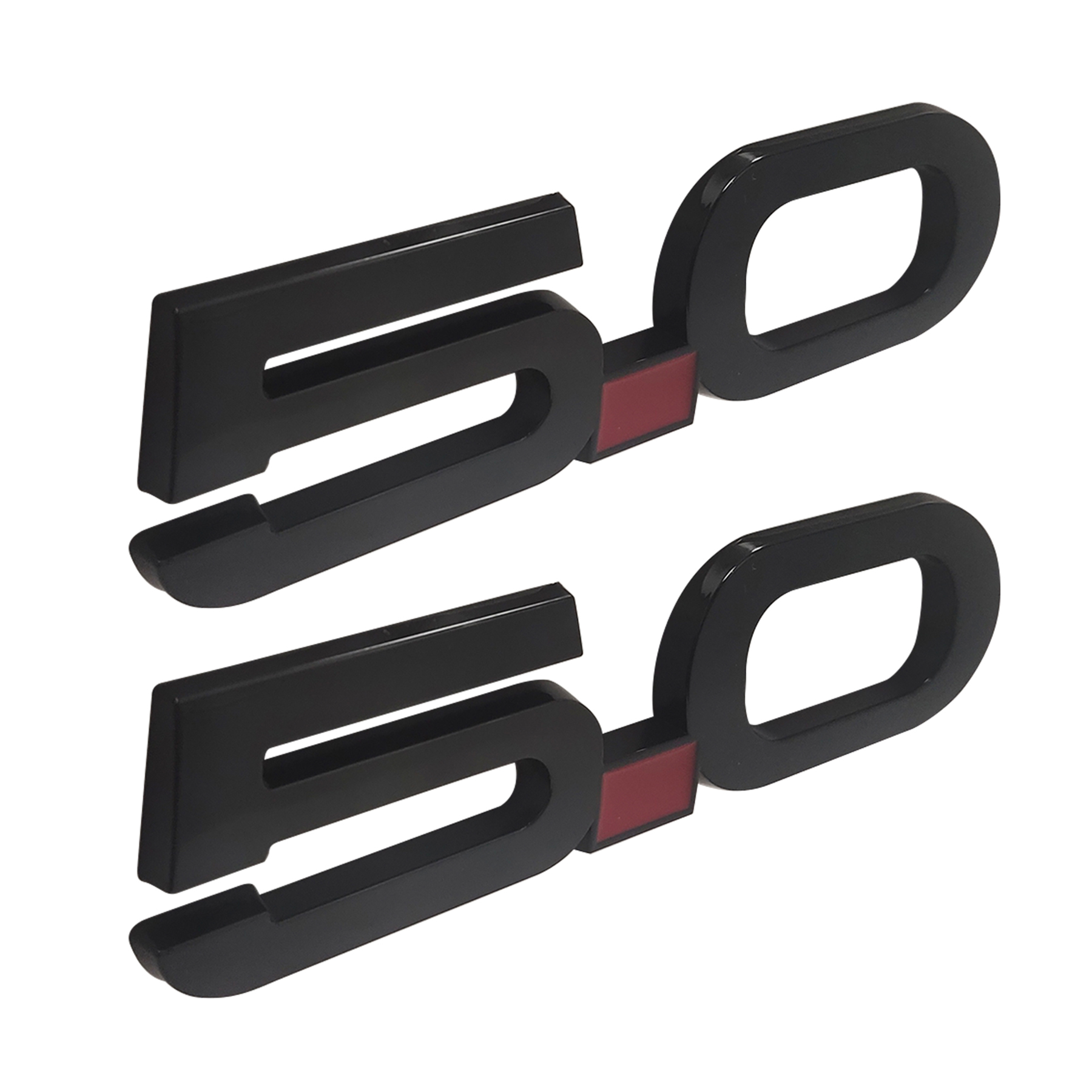 Ford Mustang 2015-2020 GT 5.0 Side Fender Emblems Badges Nameplate 3D Stickers Decals Gloss Black 2PCS SET  