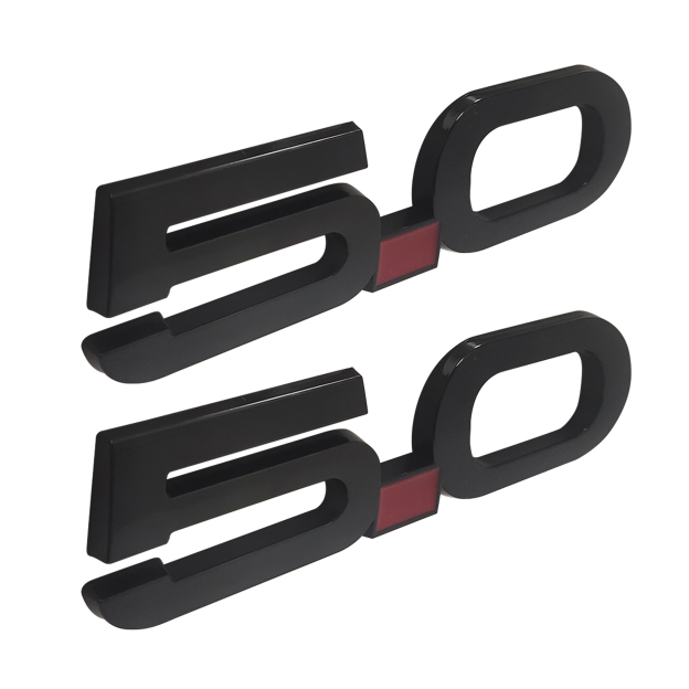 Ford Mustang 2015-2020 GT 5.0 Side Fender Emblems Badges Nameplate 3D Stickers Decals Gloss Black 2PCS SET  