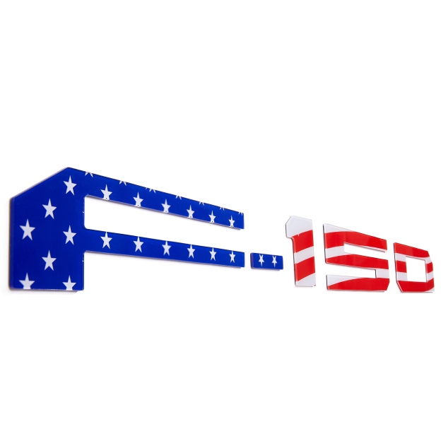 Ford F-150 2018-2020 Rear Tailgate Inserts Letters Trunk Lid emblems Badges 3D Stickers Decals Nameplate Blue Red USA Flag