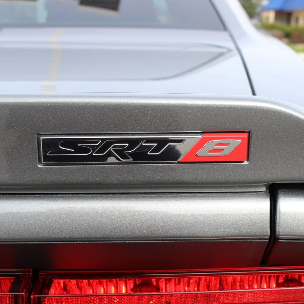 2005-2014 Charger Challenger 300 Grand Cherokee ABS SRT 8 Tailgate Letter Chrome Red Dodge Chrysler Jeep Rear Trunk Decal Nameplate