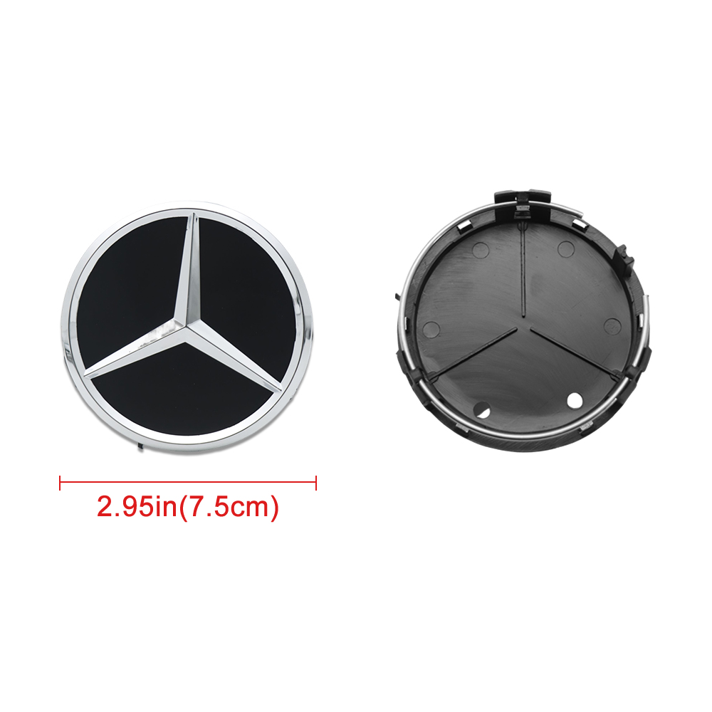 4PCS 2005-2017 CLS550 SLK350 SLK55 AMG 75mm ABS Wheel Center Caps Gloss Black Chrome Mercedes Benz 171-400-01-25-9040