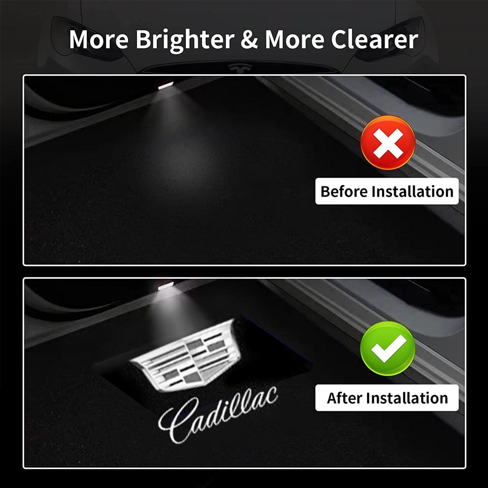 2pcs ATS SRX XT5 XTS LED Car Door Step Courtesy Shadow Light Cadillac