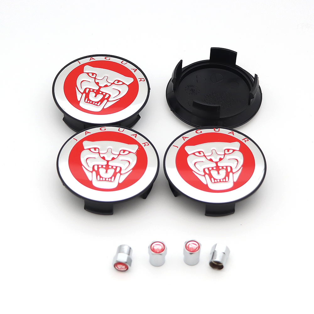 4Pcs 2010-2023 XJ XJR F-Type XF XE F-PACE I-PACE Wheel Center Caps 58mm Red Chrome Set Jaguar Rim Hub Center Cap