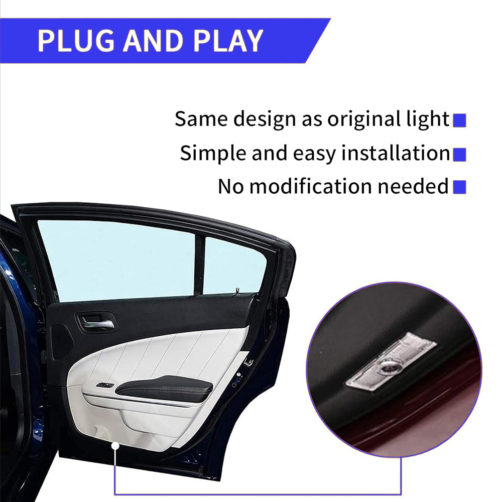 2pcs For 2006-2023 Charger SRT HD Car LED Door Courtesy Puddle projector Light White Dodge 