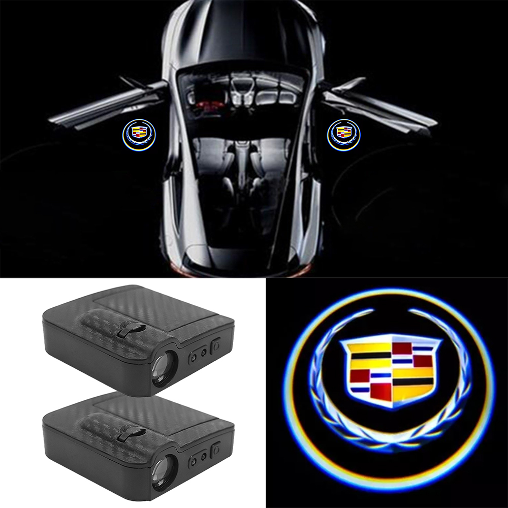 2PCS ATS SRX XT5 XTS Colour Ghost LED Door Step Courtesy Shadow Lights Cadillac