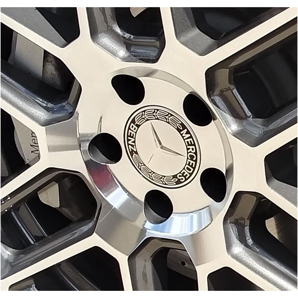 4Pcs 2017-2023 Benz ABS 75mm  Wheel Center Caps Black Silver Wreath Mercedes-Benz 171-400-01-25-7P70