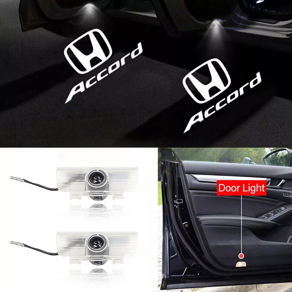 2pcs For 2014-2022 Accord PC&Aluminum Alloy Car LED Door Courtesy Puddle projector Light White Honda
