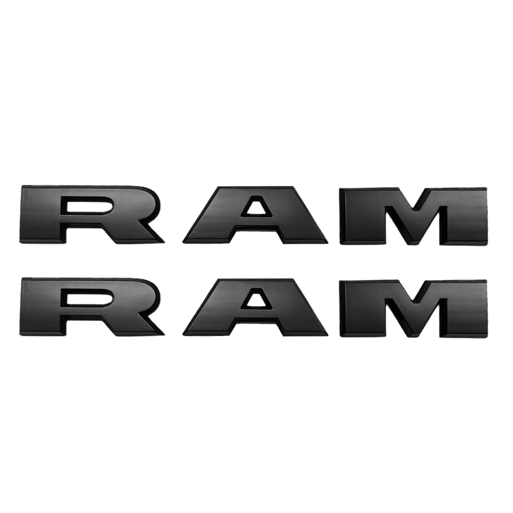Dodge RAM 1500 2500 3500 2019-2023 Front Door Side Emblems Badges Letters Nameplates Matte Black