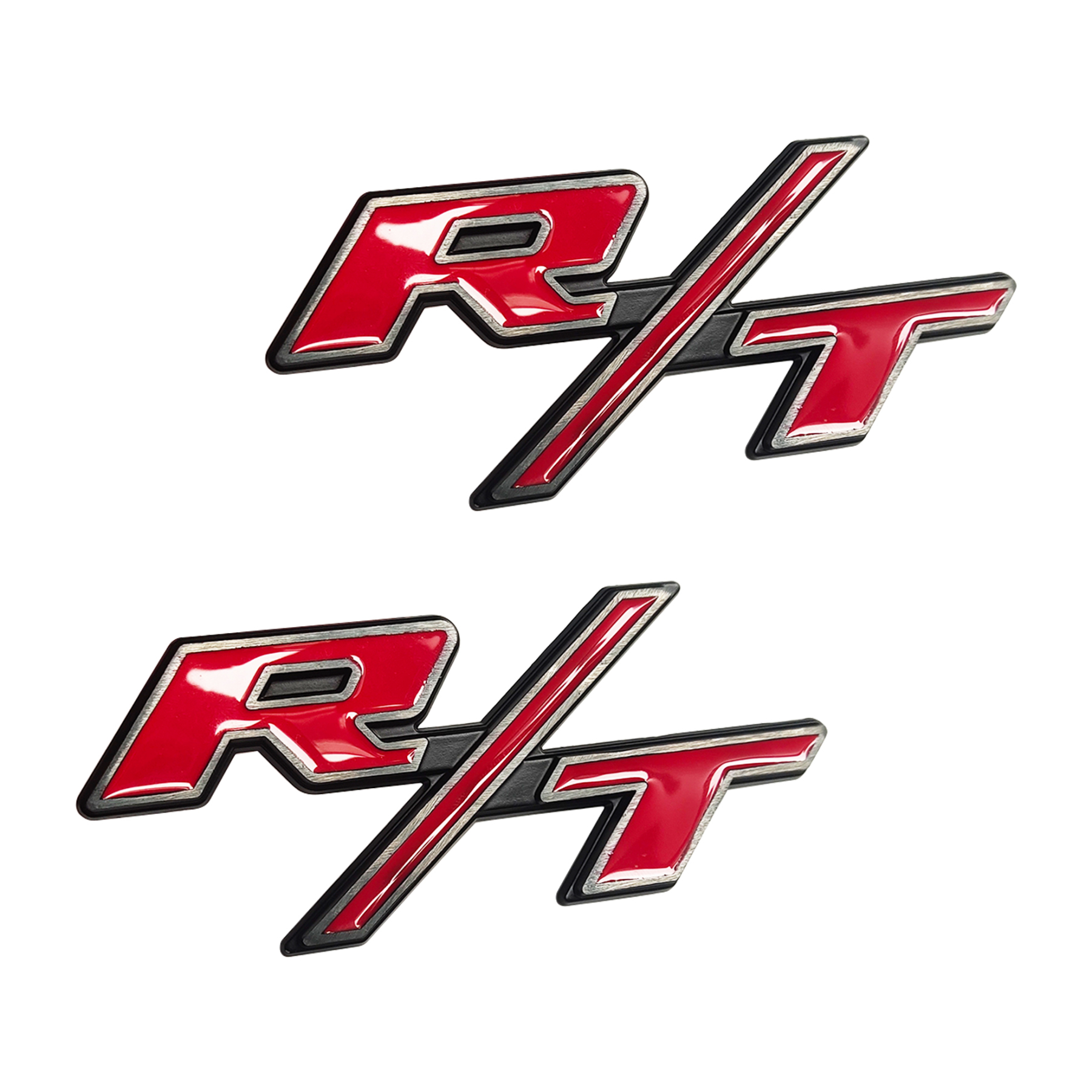 Dodge Charger Challenger OEM RT Emblems Side Fender R/T Nameplate Badge 3D Sticker Decal Black Red Silver 2PCS