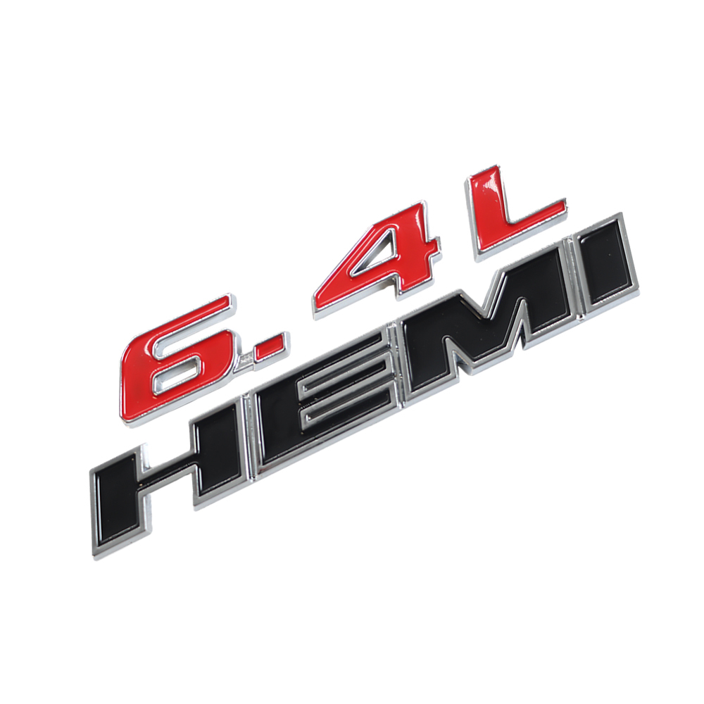 Dodge SRT Charger Challenger Durango 6.4 Hemi Emblems Side Fender Nameplate Badge 3D Stickers Decals Black Chrome Black Red 1PCS