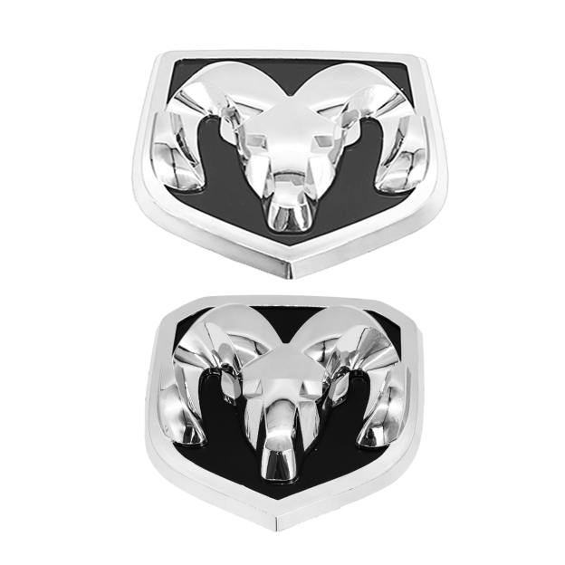 Dodge RAM 1500 2500 3500 2013-2018 FRONT GRILL & REAR TAILGATE RAMS HEAD EMBLEM 3D REPLACEMENT BADGE CHROME BLACK
