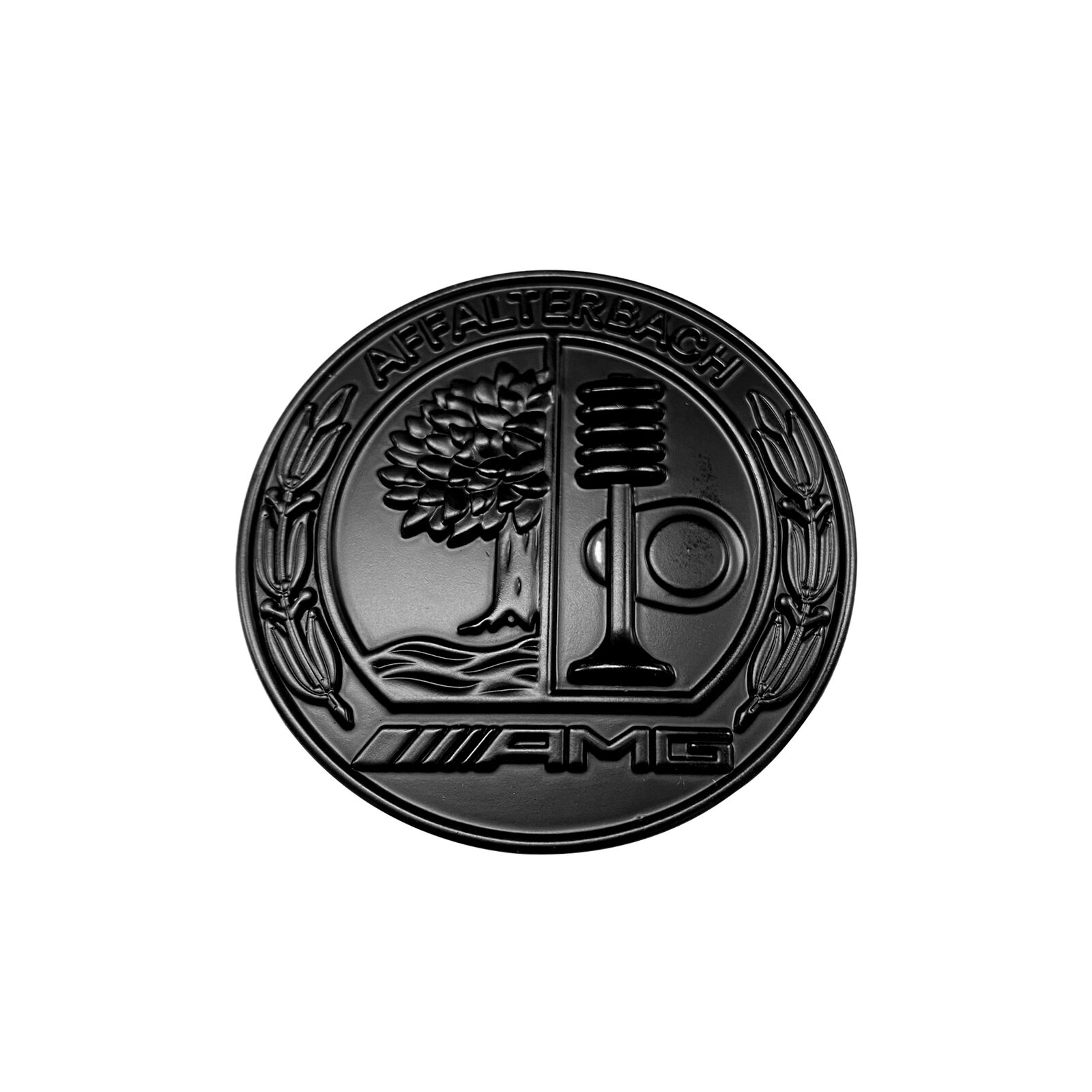 Mercedes Benz Affalterbach AMG Emblem Matte BLACK Apple Tree Flat 57mm 3D Front Hood Round Badge
