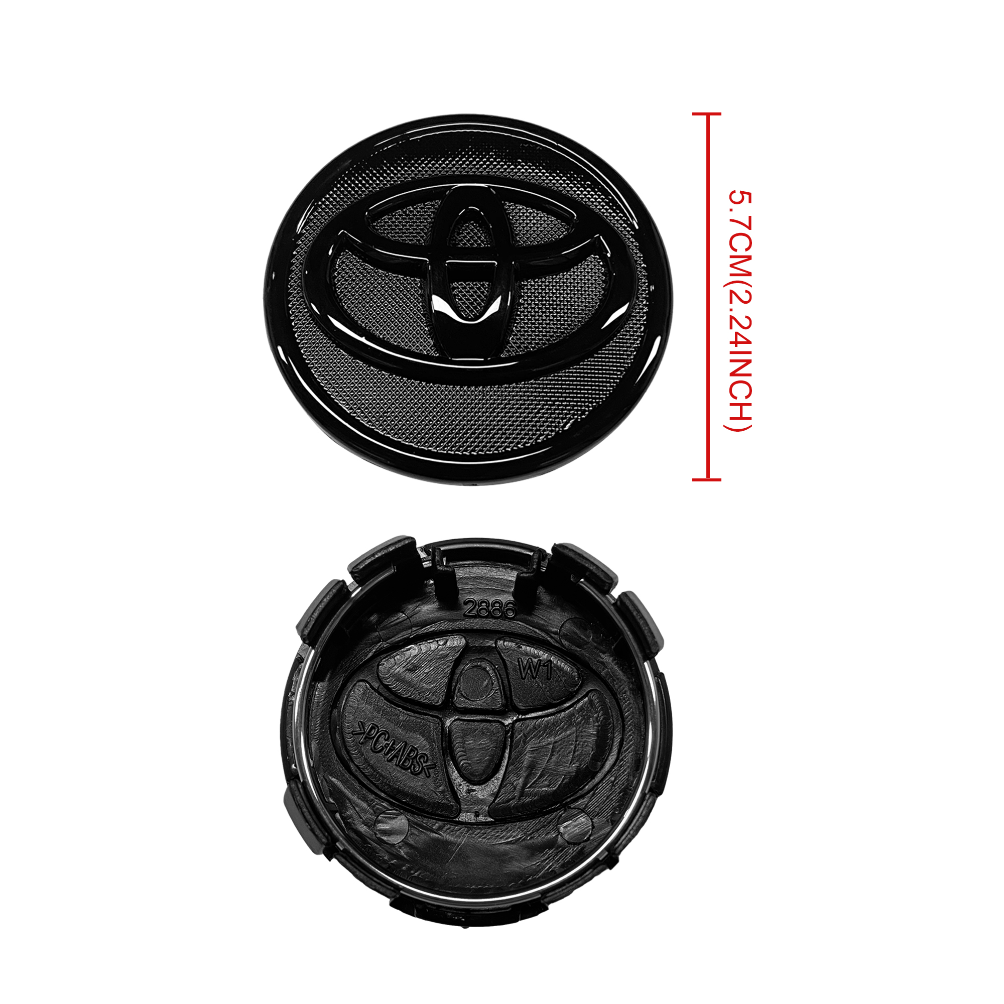FIT FOR TOYOTA SET OF 4 BLACK 57mm/2.24in Wheel Center Caps