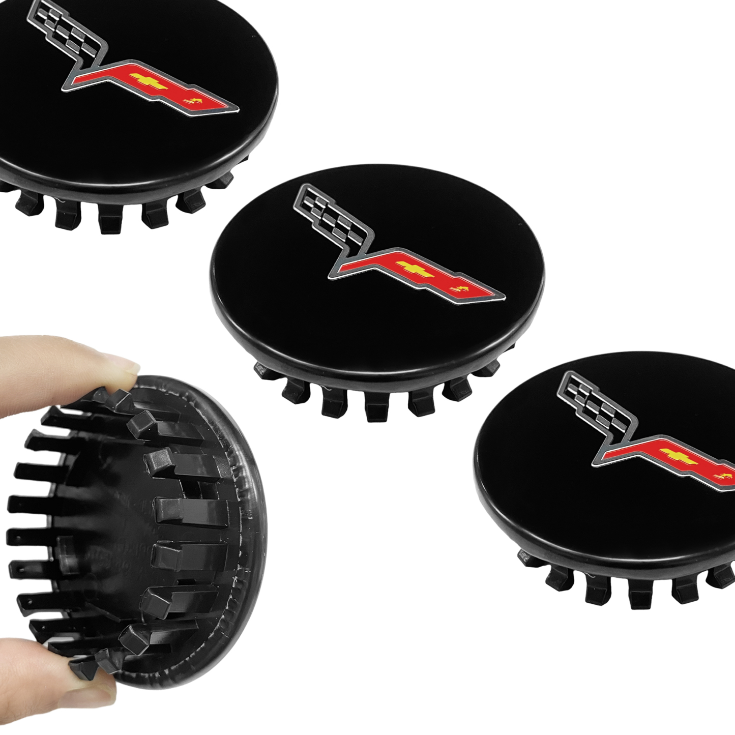 Gloss Black 68mm Wheel Center Cap for Chevrolet Corvette C6 2005-2013 | OE# 9595010