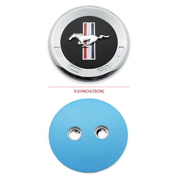 Universal Mustang Round Badge Black 5.9"/15cm Adhesive Badge Ford