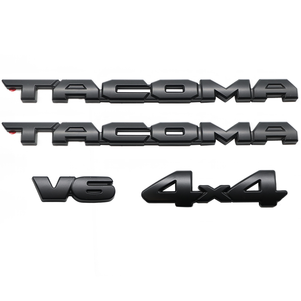 4PCS 2016-2023 Tacoma V6 4x4 ABS Plastic Car Door Overlay Letter Matte Black Toyota PT948-35180-02