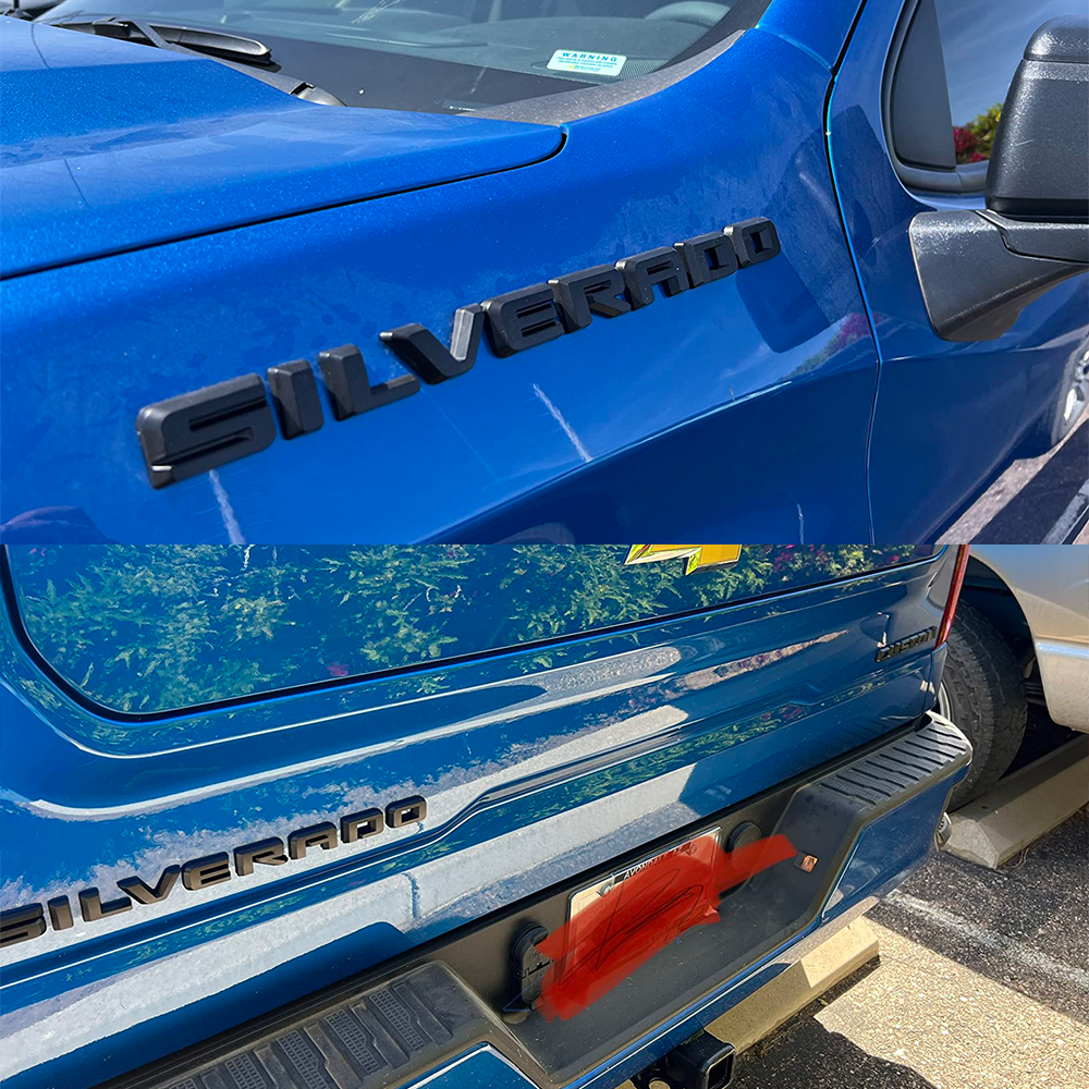 4PCS 2019-2025 Silverado Custom ABS Plastic Fender Rear Overlay Letter Gloss Black Chevrolet 84300946 84557433